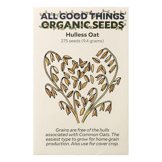 All Good Things Organic Hulless Oat Seeds - Pack of 275, Heirloom Seeds for Planting Grains, Vegetables - Gardening Supplies, Vegetable Garden - Non-GMO, Open Pollinated, from USA