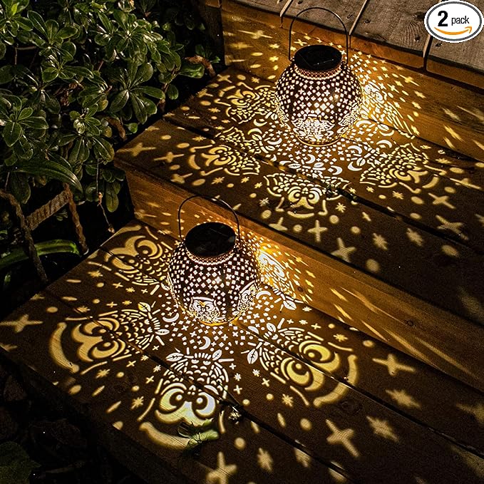 Solar Lanterns Outdoor Waterproof Garden Decorative Lights Owl Hanging Solar Lanterns for Patio, Table, Pathway, Balcony, Lawn, Yard Decor 2 Pack