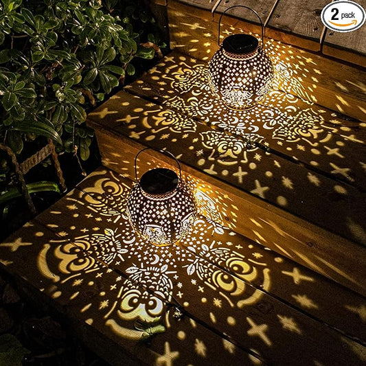 Solar Lanterns Outdoor Waterproof Garden Decorative Lights Owl Hanging Solar Lanterns for Patio, Table, Pathway, Balcony, Lawn, Yard Decor 2 Pack