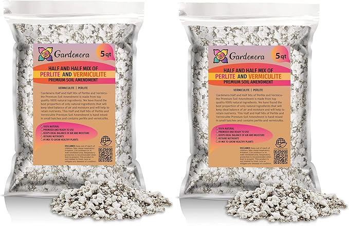 Achieve Ultimate Moisture Balance with Gardenera Perlite Vermiculite Blend - 10 Quart - Perfect for Propagation and Moisture Control (2 Bags of 5 Quart)
