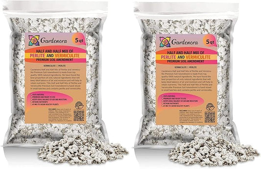 Achieve Ultimate Moisture Balance with Gardenera Perlite Vermiculite Blend - 10 Quart - Perfect for Propagation and Moisture Control (2 Bags of 5 Quart)