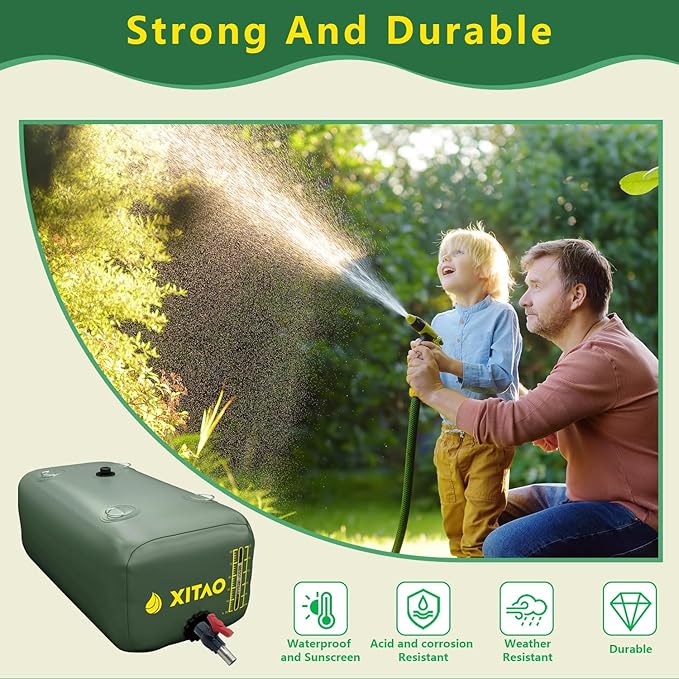 XITAO 29Gal Water Storage Bladder w/Water Level Indicator, Large Capacity Foldable Water Storage Containers, Portable Emergency Water Tank Water Bag for RVs, Fire Prevention, Irrigation