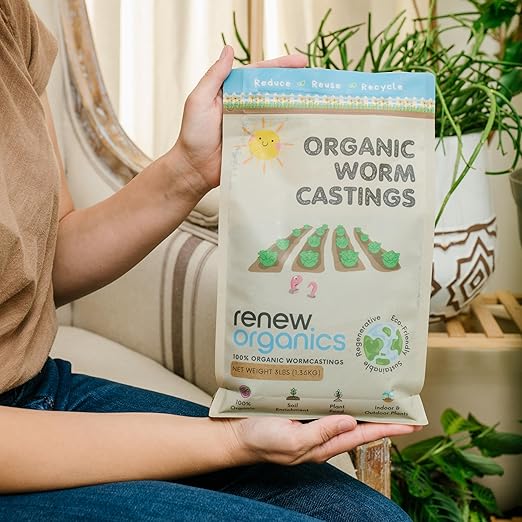 100% Organic Worm Castings (3lbs) – Premium Worm Castings for Plants – Worm Castings Organic Fertilizer & Soil Enhancer – Improves Plant Health & Growth, Odorless & Non-Burning – Earthworm Castings