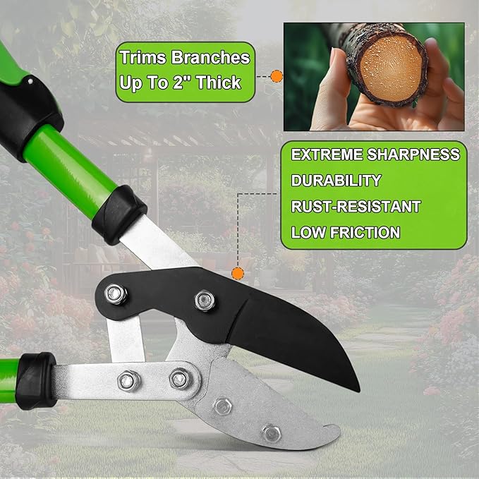 27-41" Telescopic Loppers for Tree Trimming, Heavy Duty Tree Cutter with Ergonomically Designed Handle, Extendable Branch Trimmer for Garden, Farm, Sharp Bypass Blades for Easy Cutting