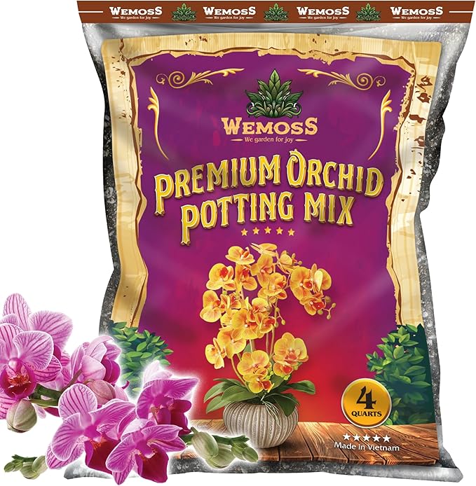 Orchid Potting Mix for Repotting - Pine Bark Mulch, Perlite Stone & Coco Fiber Natural Ingredients - Orchid Bark Potting Mix, Orchid Repotting Kit Drainage Indoor Potting Medium 2QT (4 Quarts)