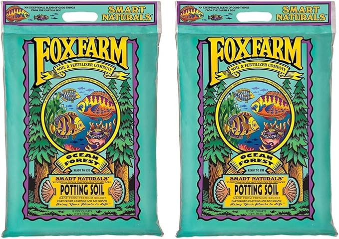 Fox Farm Ocean Forest Potting Soil FFOF Sea Moss Organic 12 Quart Bundled with Pearsons Protective Gloves (2 Pack)