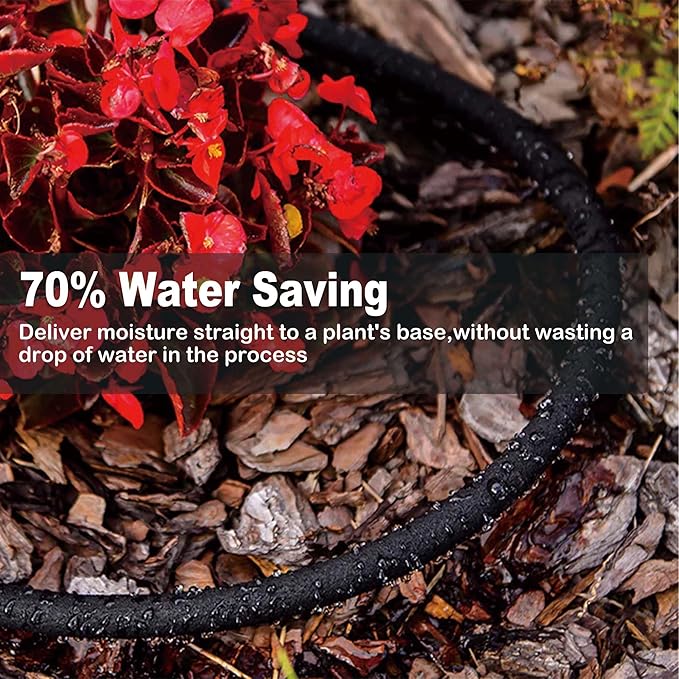 Durable Soaker Hose for Garden: 1/2" Diametere with Drip Irrigation Fittings Kit - Save 70% Water For Lawn/Flower beds/Vegetable (100FT)