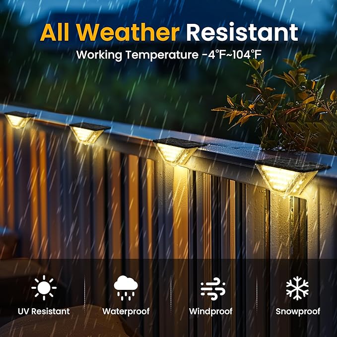 SOLPEX Solar Step Lights Outdoor,Solar Deck Lights for Outside,Two-Sided Stair Lights with 33 LEDs,Waterproof IP65 for Garden,Fence,Deck,Steps,Stair,Porch（2 Pack,Warm White）