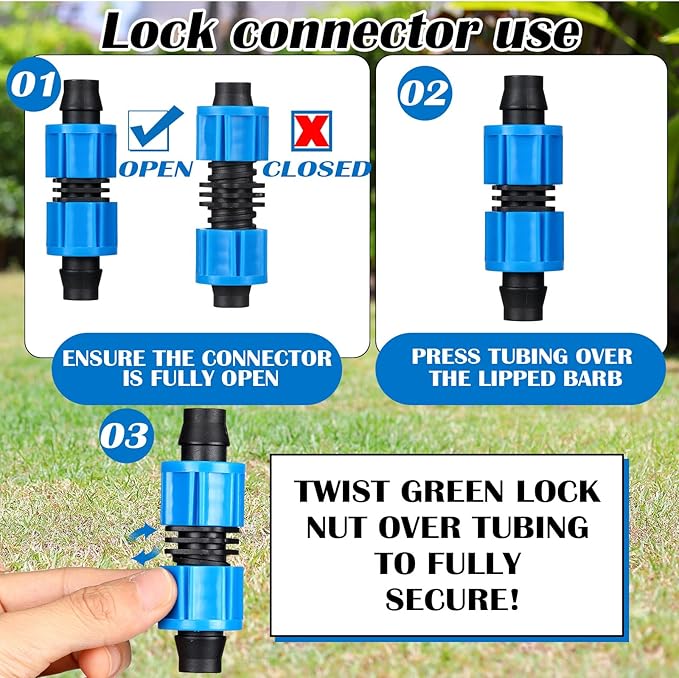 50 Pcs Drip Irrigation Connector Blue Drip Tape Coupling 5/8 Inch Universal Joint Drip Line Connectors Drip Irrigation Tools Fittings Compatible with Most 16-17 mm Drip Tube or Sprinkler System