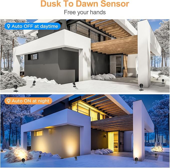 Landscape Lighting - 10W Dusk to Dawn Outdoor LED Spotlight with Photocell Sensor 120V Landscape Lights Waterproof Spot Lights Outdoor for Yard Garden Patio Driveway House (Warm White) (2 Pack)