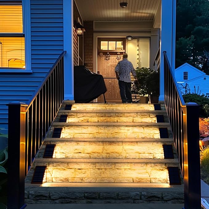 Solar Step Lights for Outside,8pack Solar Stair Lights Outdoor Waterproof IP67,Outdoor Deck Step Lights,Solar Outdoor Lights for Staircase,Patio,Front Step(Warm Brown)