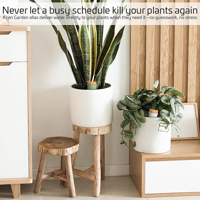 Ollas Plant Watering Globes - Terracotta Self Watering Planter Insert - Watering Bulbs for Outdoor and Indoor Plants with Easy Top Refill System - Set of 4