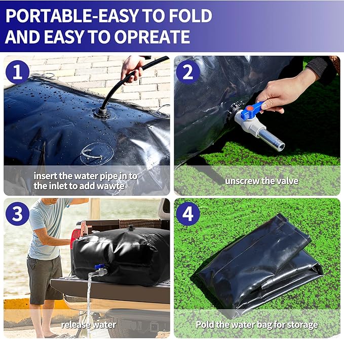 Large Capacity Water Storage Bladder Containers, Bladder Tank for Drought Resistance, Fire Prevention, Emergency Water, Agricultural Irrigation Outdoor(330L/87Gal,Black)