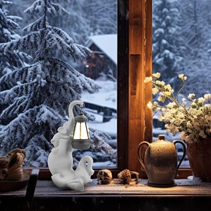 Solar Garden Statue 10 Inch Elephant Decor for Outside Yard Decoration Outdoor Unique Housewarming Gardening Birthday Gifts for Women Grandma