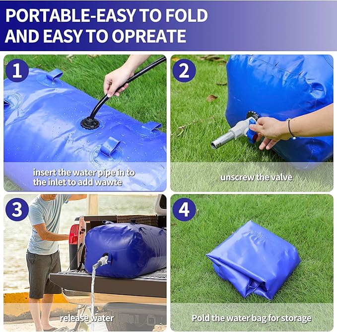 Large Capacity Water Storage Bladder Containers, Bladder Tank for Drought Resistance, Fire Prevention, Emergency Water, Agricultural Irrigation Outdoor (110L/29Gal, Blue)