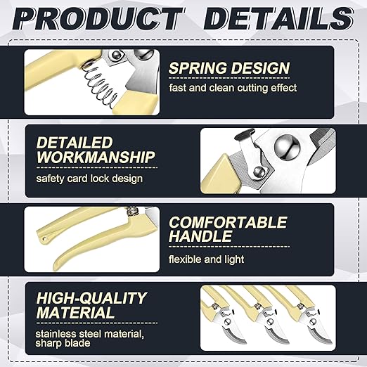 Chumia 30 Garden Flower Shears Pruning Scissors Heavy Duty Plant Scissors Trimming Garden Clippers Hand Tree Pruner for Yard Gardening Plants Hedge Flower Tree Cutting Secateurs (Beige)