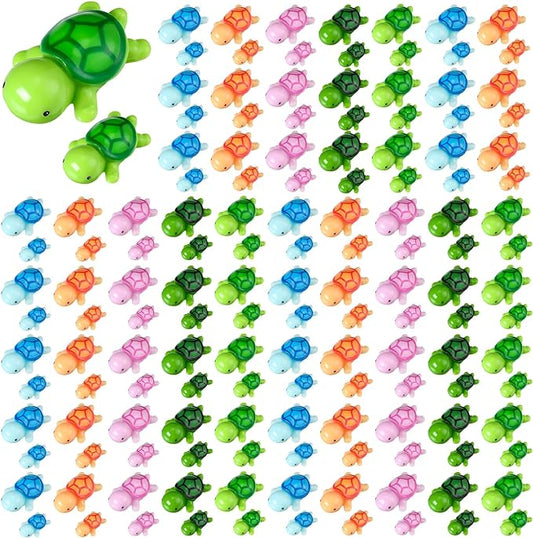 Soaoo 120 Pcs Miniature Sea Turtle Figurine Multicolor Tiny Turtle Statue Mini Sea Creatures Tortoise Miniature Resin Animals for DIY Garden Decoration Cake Home Decor, 2 Sizes (Multicolor)