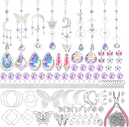 Orgrimmar Suncatchers, 300pcs Art and Crafts Making Supplies Kit for Adults Hanging Prism Sun Catcher with Crystals Rainbow Maker for Indoor Window Garden Decor