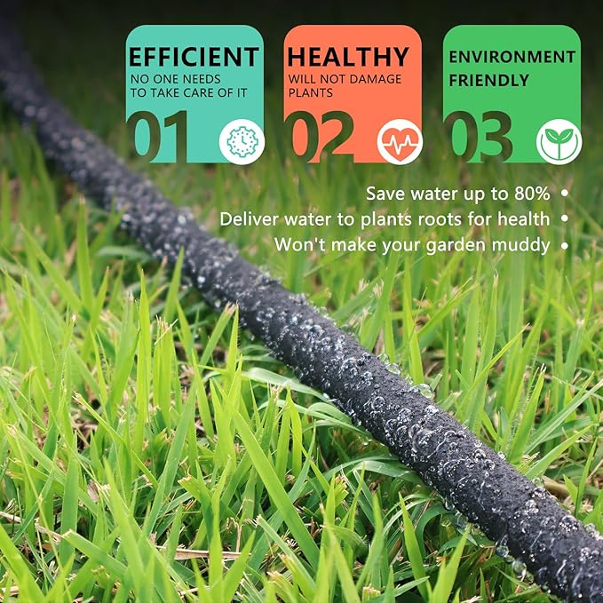 1/2’’ Soaker Hose for Garden 25 Ft, Soaker Hoses 25 ft for Garden Beds, Heavy Duty Garden Soaker Hose 25 Ft, Drip Garden Watering Hose Irrigation System (25 feet)