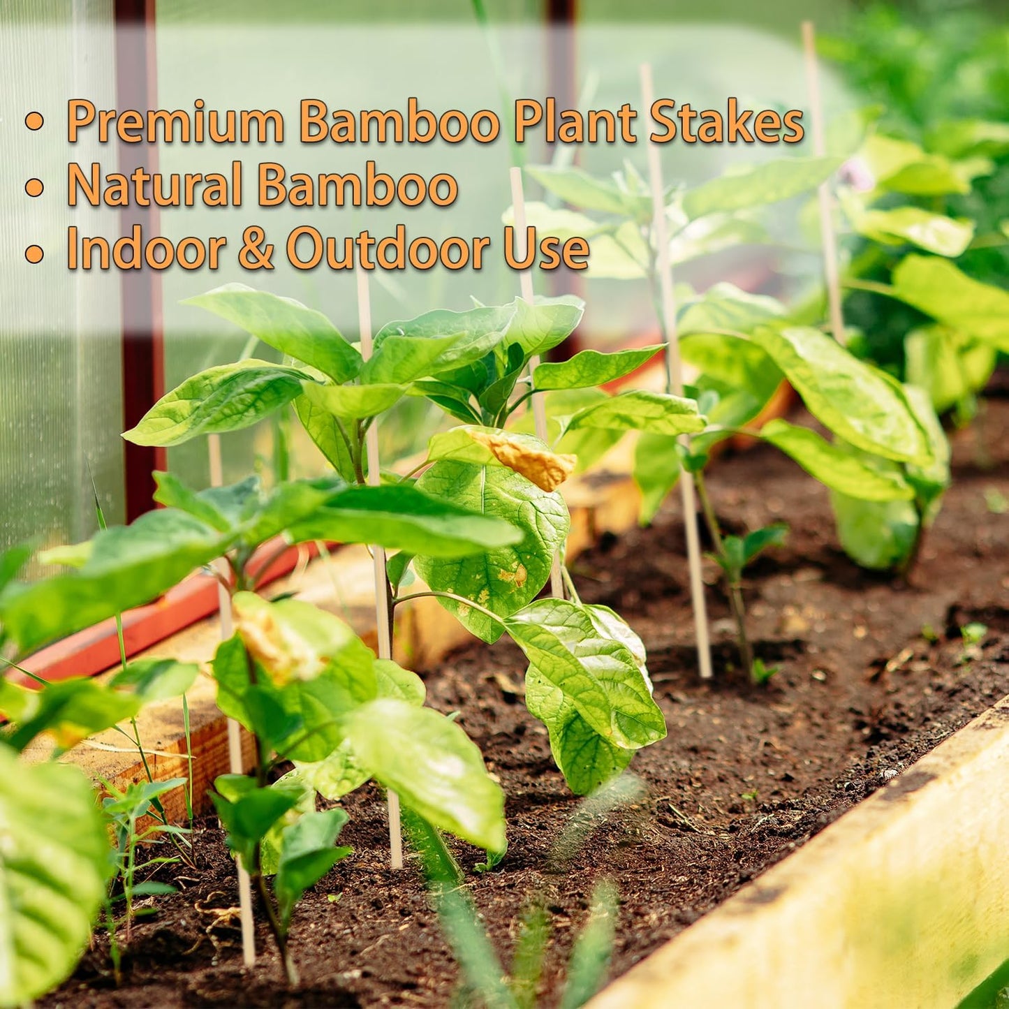 50PCS Bamboo Plant Stakes, 18Inch Natural Bamboo Sticks Garden Stake, HAINANSTRY Plant Support Stakes for Indoor and Outdoor Plants, Stakes for Gardening, Orchid Tomato Vegetable Stakes for Garden