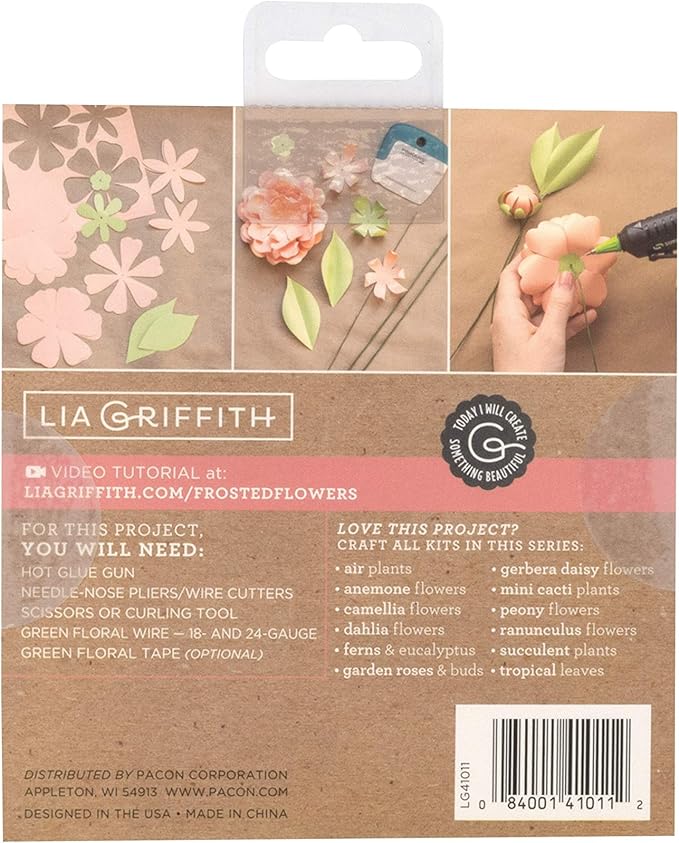 Lia Griffith Frosted Paper Blooms Camellia Flowers, 6" x 6.5", Colors May Vary 21 Count