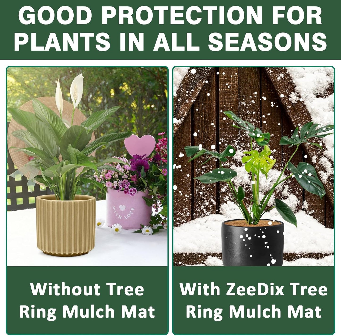 ZeeDix 10 Pack 9 Inch Coconut Fiber Mulch Ring, 100% Natural Coco Coir Tree Ring Mulch Mat Plant Protector Mat, Coconut Coir Discs Plant Pot Soil Cover for Indoor Outdoor Plants, Flower Pot Decoration