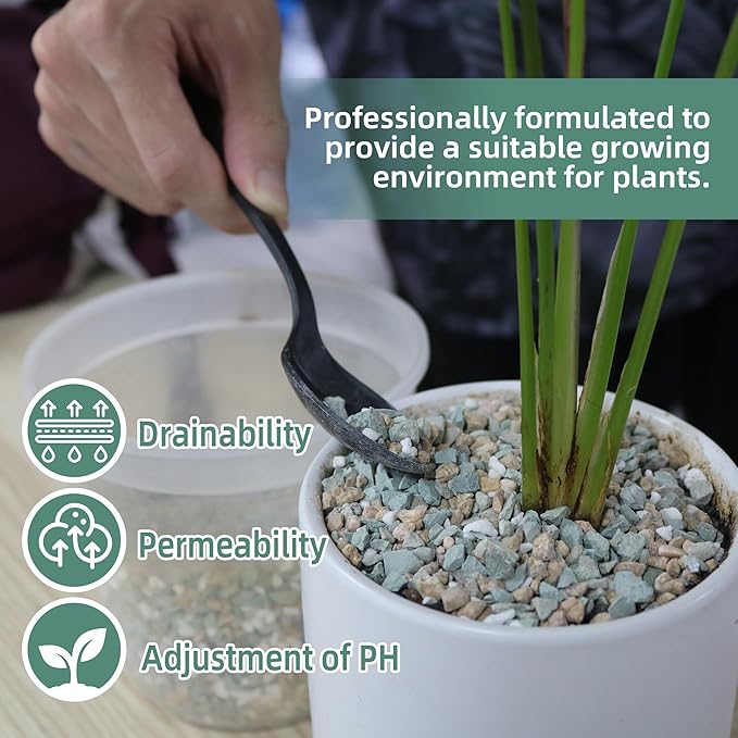 18lb Mix Rocks for Plants in Door -Mix Perlite,Maifanitum Stones,Zeolites Rocks for Bonsai Succulent Cactus Potting Soil and Vase Fillers, Fairy Gardening,Top Dressing