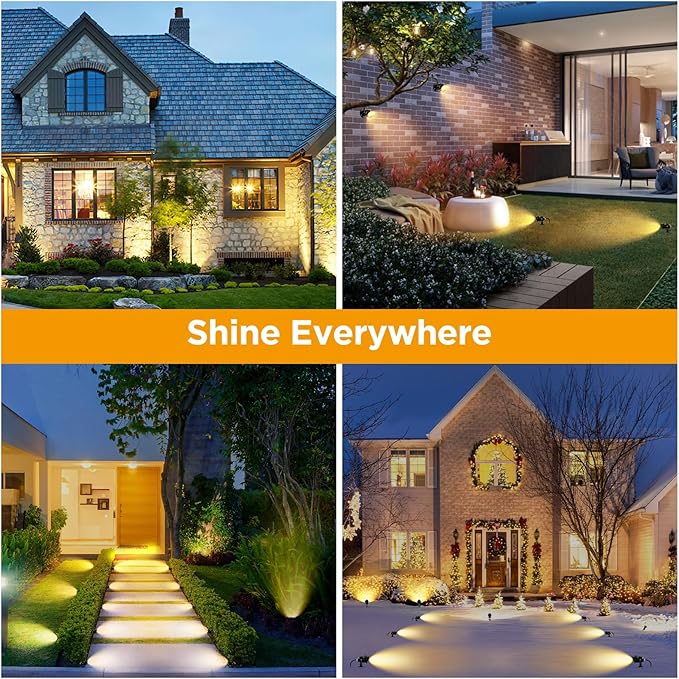 Landscape Lighting - 10W Dusk to Dawn Outdoor LED Spotlight with Photocell Sensor 120V Landscape Lights Waterproof Spot Lights Outdoor for Yard Garden Patio Driveway House (Warm White) (2 Pack)