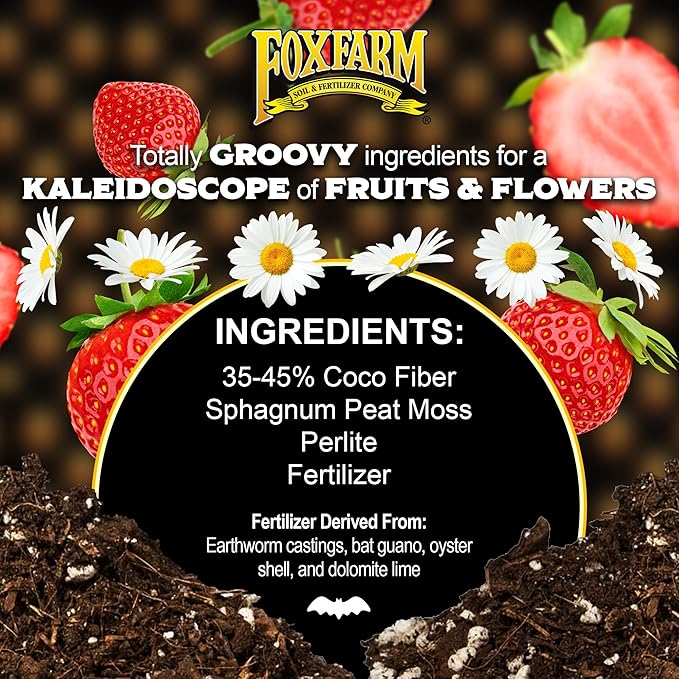 FoxFarm Strawberry Fields Fruiting & Flowering Potting Soil, 1.5cu ft (Pack of 4) - Use to Increase Blooms, Fruits, and Berries - Made for The Fruiting and Flowering Stages of Plants