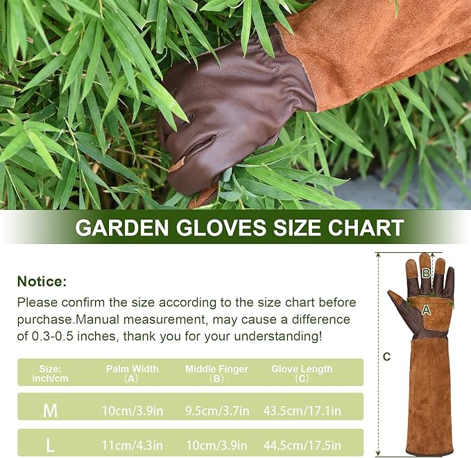 Womens Gardening Weeding Working Gloves, Leather Garden Glove for Women Thorn Proof No Stab for Digging, Planting,Pruning