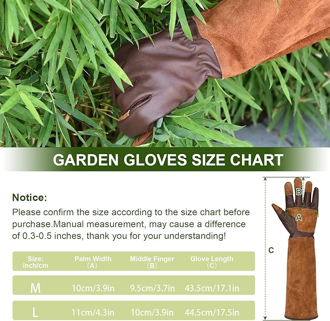 Womens Gardening Weeding Working Gloves, Leather Garden Glove for Women Thorn Proof No Stab for Digging, Planting,Pruning