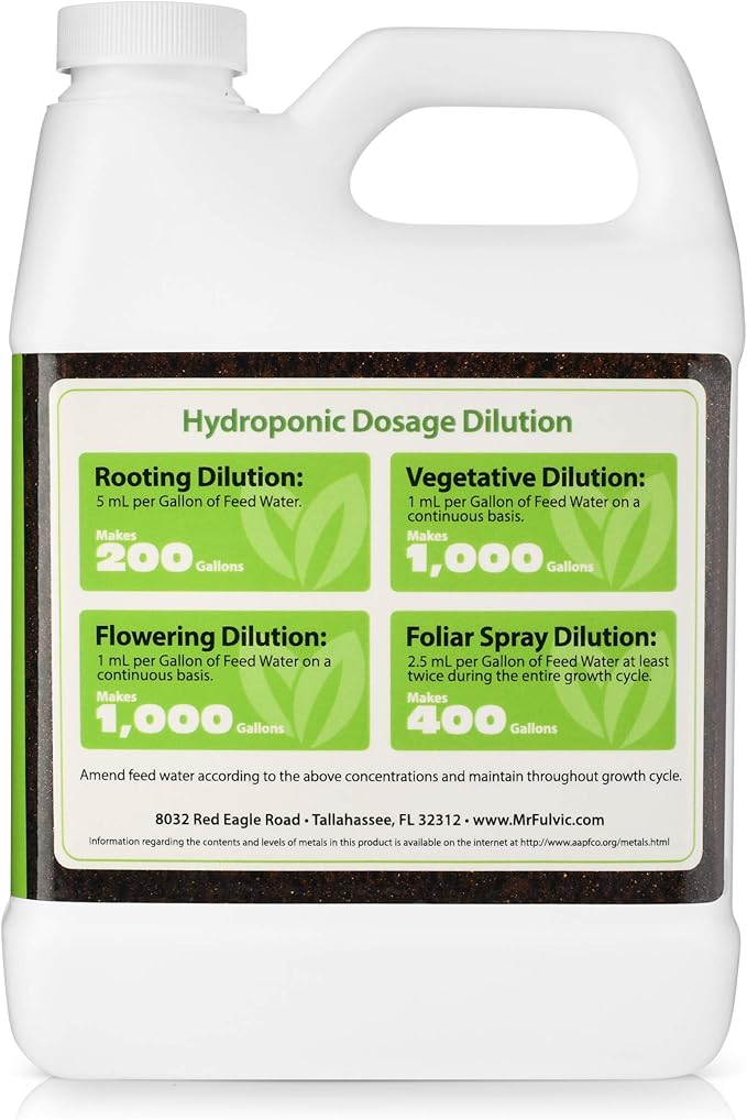 Organic Humic Acid Plant Amendment, Natural Humic Soil and Hydroponic Nutrient Enhancer - Lawn and Garden Growth, Plant Health (1 Liter)