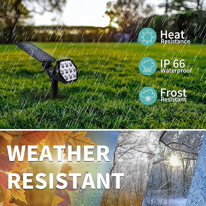 Nekteck Solar Lights Outdoor,10 LED Landscape Spotlights Powered Wall Lights 2-in-1 Adjustable Security Decoration Lighting for Yard Garden Walkway Porch Pool Driveway (4Pack, Warm White)