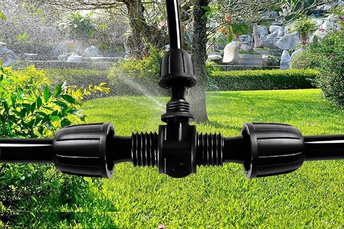 10PCS 1/2 Inch to 1/4 Inch Tubing Irrigation Fittings for (1/2'' ID x 0.60''-0.63'' OD) 16mm Drip Tubing,Locked Barbed Tee Connectors, Anti-Drop Straight Tee for Irrigation Tubing (3 Way)
