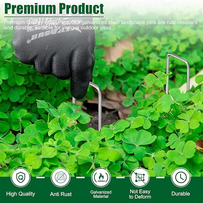 12 Inch 11 Gauge Galvanized Landscape Staples Stakes for Decoration, 25/100/200pcs Garden Metal Stakes for Weed Barrier Fabric, Fence Stakes, Tent Stakes(12in,100pcs)