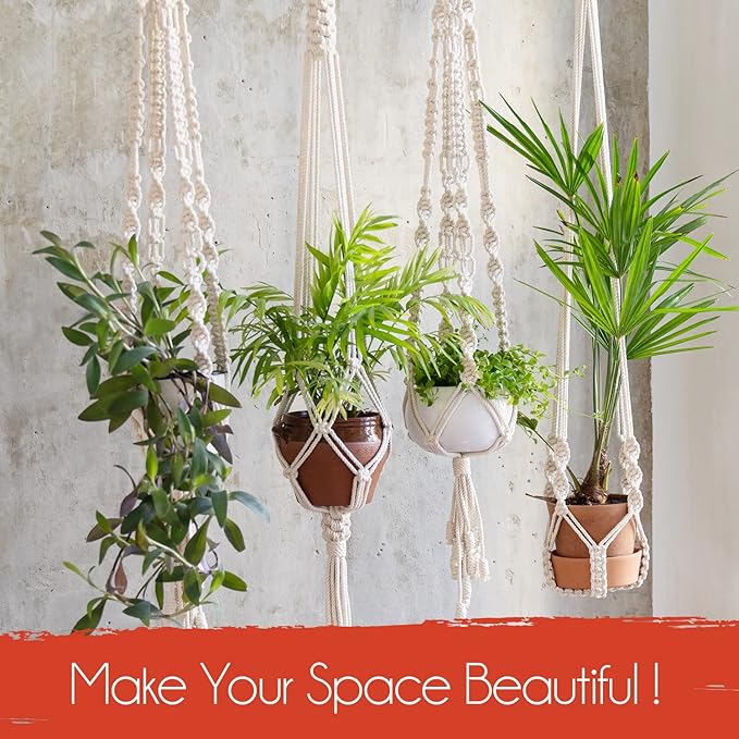 Macrame Plant Hangers Indoor Macrame Hanging Planters for Indoor Plants, 6 Pack Hanging Plant Holders Indoor Hanging, Macromay Plant Hangers for Indoor Plant Hanger, Outdoor Flower Pots Holder