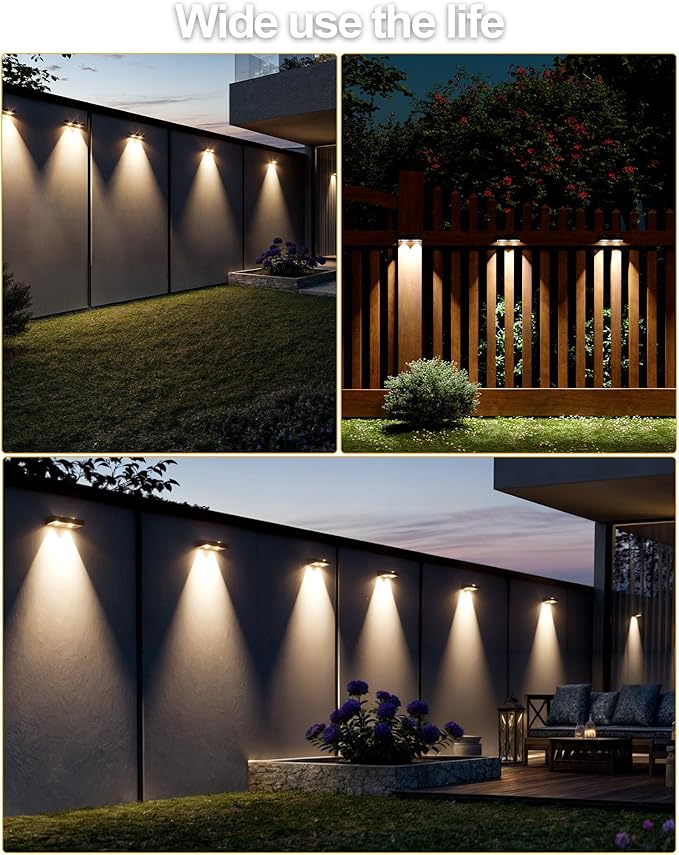 Solar Fence Lights 10 Pack, 9 Color Modes Outdoor Bulb Waterproof Led IP65, Solar Outdoor Lights for Backyard/Railing/Step/Wall/Patio/Yard (Black)