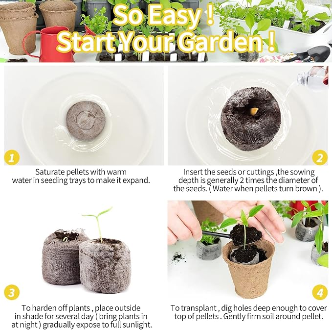 Legigo 100 Pcs 30mm Seed Starter Peat Pellets Pods for Seedlings- Compressed Seed Starting Pellets Seed Starter Pods Plugs Soil Peat Pods for Starting Seeds, Garden Planting Herb Flower Vegetables