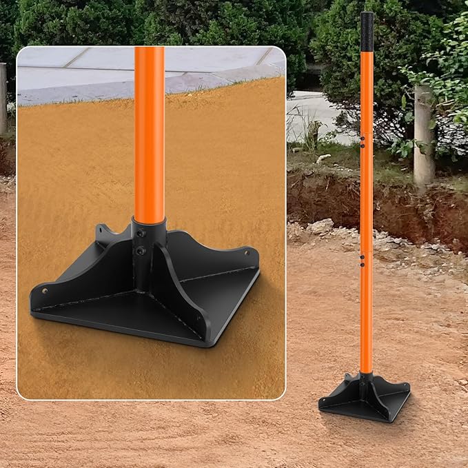 Suranew Soil Tamper Tool with 56 inch Handle 8"x8" Garden Heavy Duty Ideal Tool for Ground and Garden Compaction