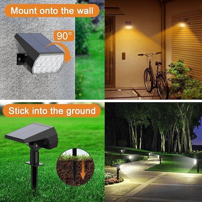 WELALO Solar Color Changing Spot Lights Outdoor, Waterproof Solar Christmas Lights with 7 Modes, Multicolor RGB Landscape Spotlights for Garden Yard Driveway Lawn Patio Pathway Decorations, 2 Pack