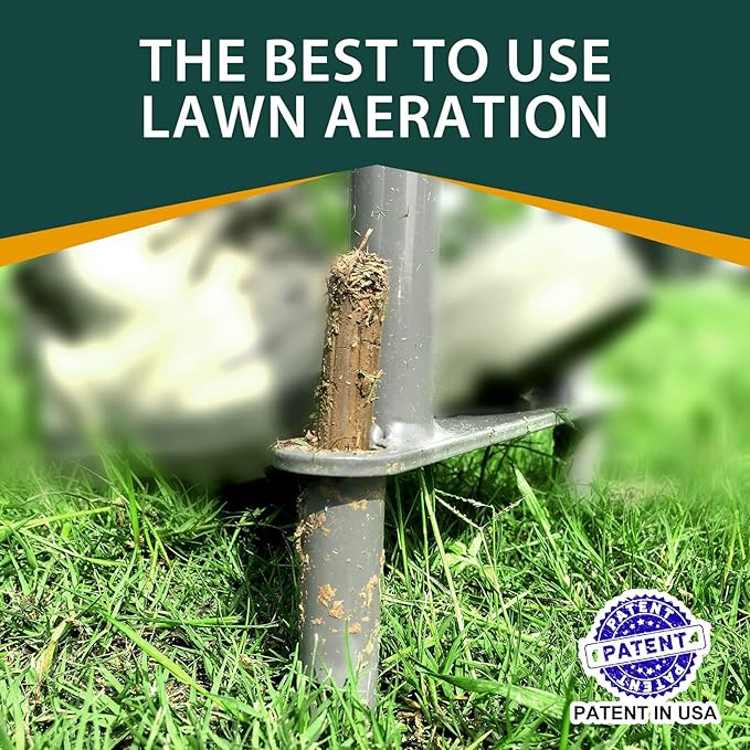 Walensee Lawn Coring Aerator, Manual Grass Dethatching Turf Plug, Core Aeration Tool Heavy Duty Aerator for Compacted Soils and Lawns to Prevent Lawn Run-Off and Soil Compaction