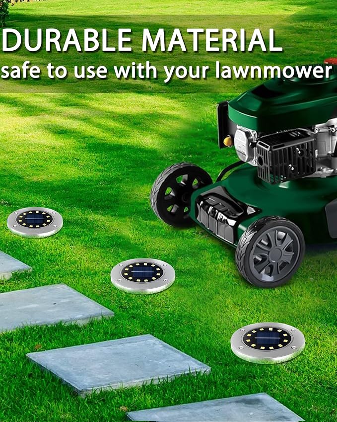 Coroor Solar Ground Lights, 12 LED Waterproof Garden Disk Lights for Outdoor Pathway, Yard, Lawn, Patio, Walkway, Pool (12 Packs White)