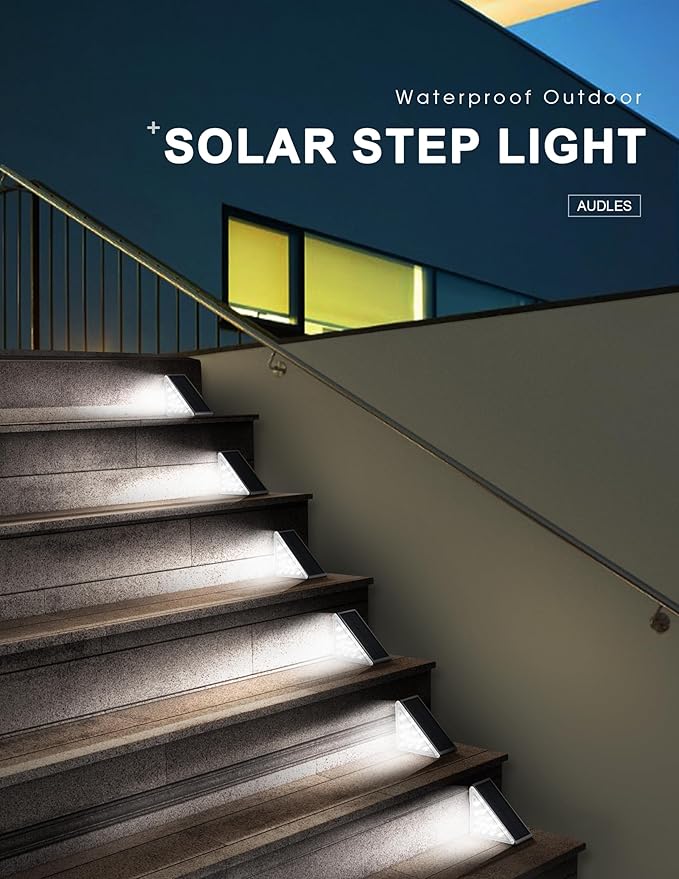 LED Solar Step Lights Stair Light Solar Deck Lights IP67 Solar Decoration Lights for Yard, Patio, Garden, Walkways, Front Door, Pathway, Driveway, Porch 6PK
