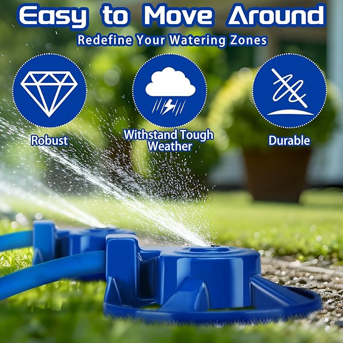 Domensi 2 Pack Cast Iron Circular Spot Sprinkler Reliable Metal Sprinkler American Threaded Joints Water Sprinkler for Lawn Garden Yard Irrigation System, Blue