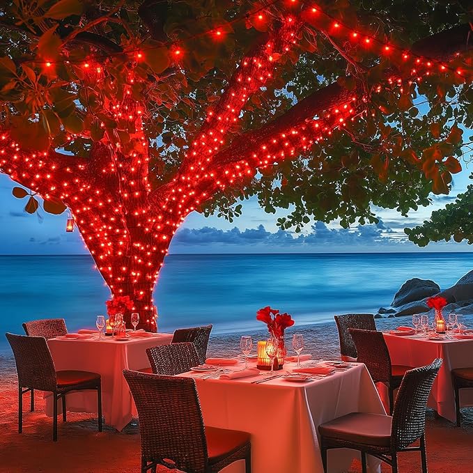 JMEXSUSS 500 LED Red Christmas Lights Outdoor, 173ft 8 Modes Christmas String Lights Plug in, Waterproof Red LED Lights for Indoor Tree Party Bedroom Xmas Halloween Decor