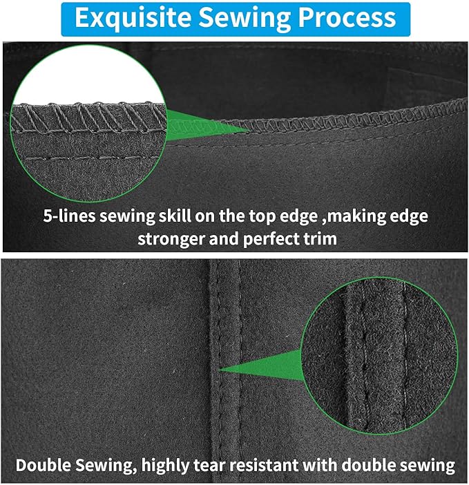 12 Packs 7 Gallon Grow Bags, Heavy Duty 300G Thickened Nonwoven Fabric Plant Pots with Handle