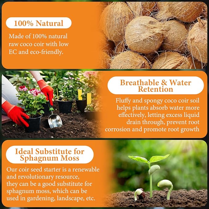 Legigo 10LBS Organic Coco Coir Brick for Plants- 100% Natural Compressed Coconut Coir Brick with Low EC & pH Balance, Coco Coir Fiber Grow Medium Potting Soil for Herbs, Flowers, Plants and Reptile