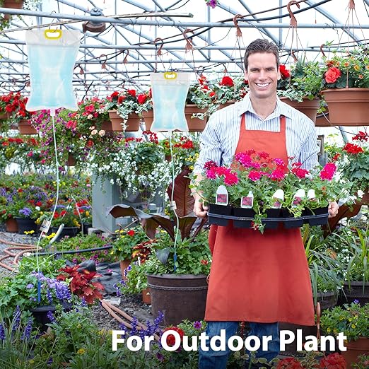 AHOUGER 8Pcs 3500ml Plant Life Drip Watering Bag, Automatic Drip Irrigation Kit Plant Watering Devices System Waterer for Indoor Outdoor Potted Plant with 8Pcs Hooks with Control Switch