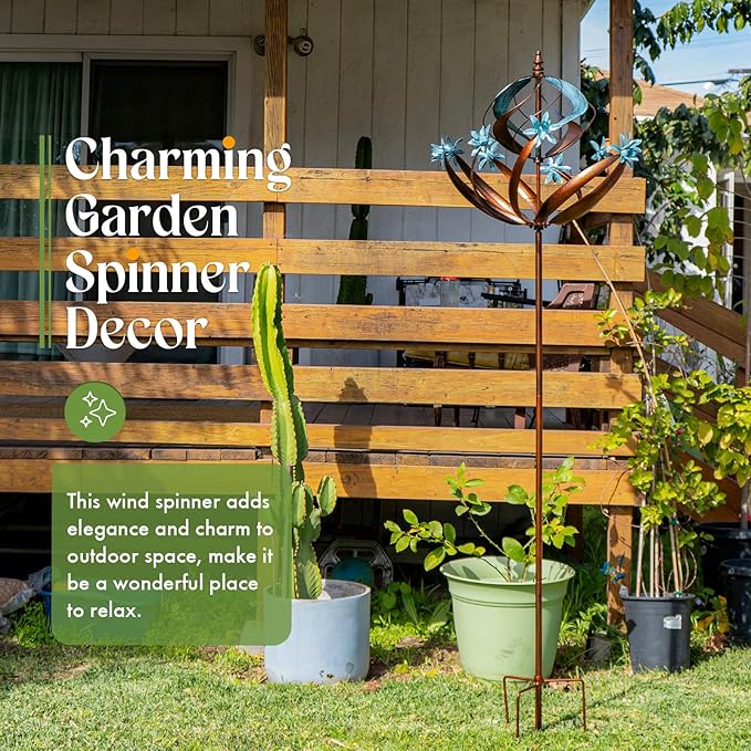 Outdoor Metal Wind Spinner for Yard Garden - Large Kinetic Wind Sculptures Spinners Outdoor, Gift for Birthday, Anniversary, Housewarming, Christmas (W26 x H86)