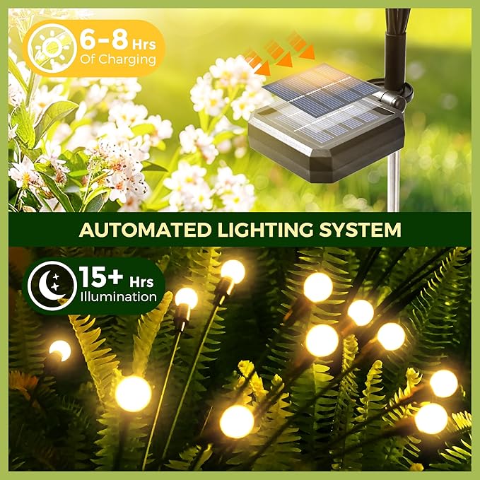 Solar Garden Lights, 40 LED Firefly Garden Lights Solar Outdoor, Solar Lights for Outside Sway by Wind,Solar Lights Outdoor Waterproof for Christmas Yard Patio Pathway Decoration (4 Pack)